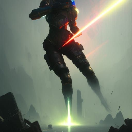 Epic Laser Strike: Dark Fantasy Concept Art