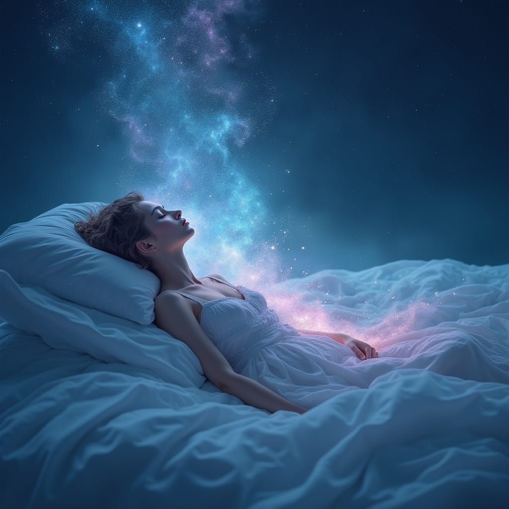 Ethereal Soul Ascending Under Starry Night Sky