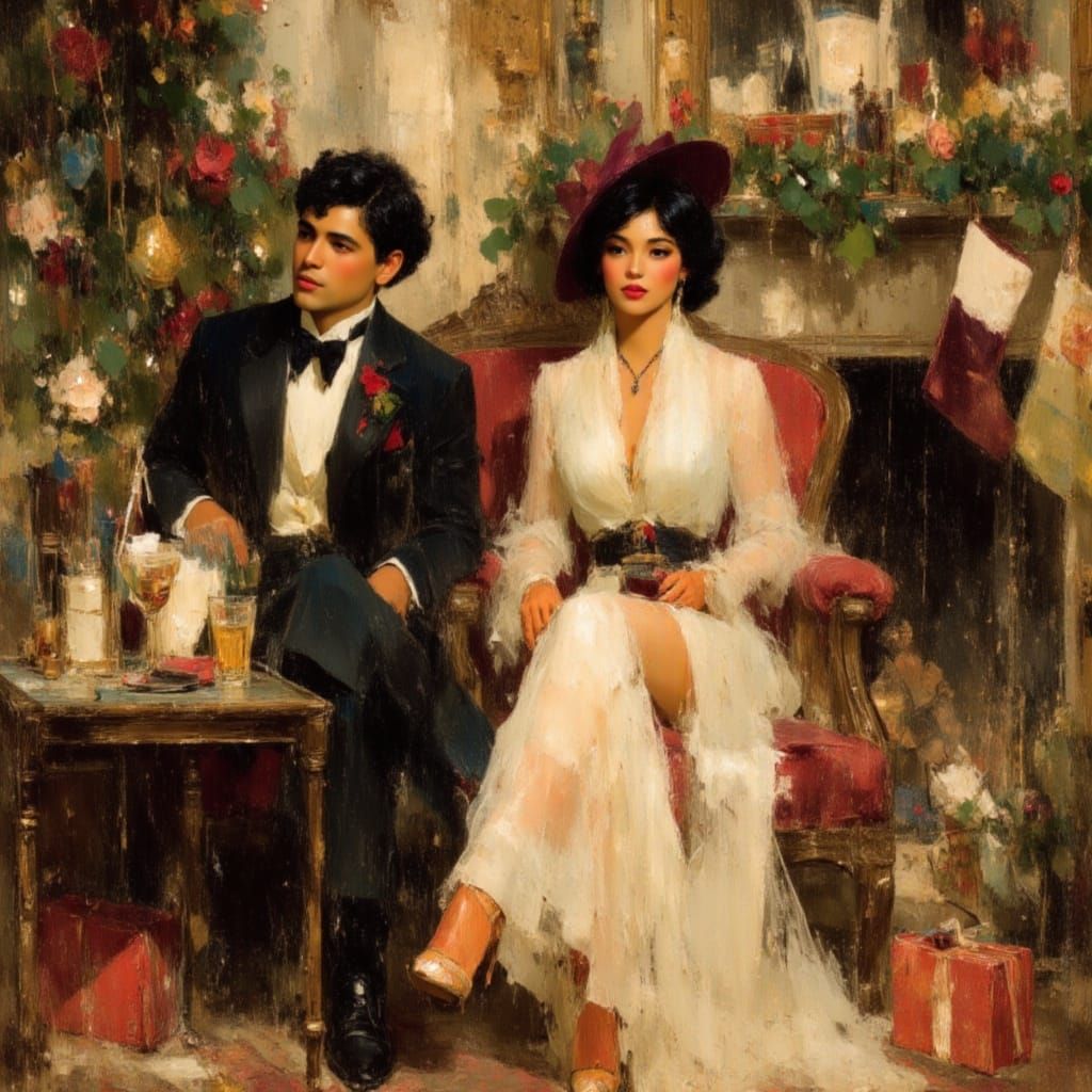 Cozy Christmas Retro 1950s Movie Poster