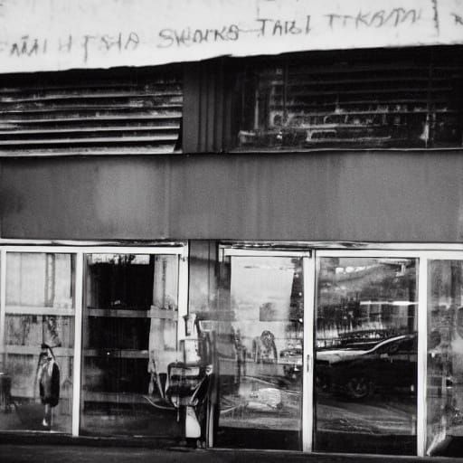 Gritty Cityscape in a Fusion of Crumb and Guston's Styles