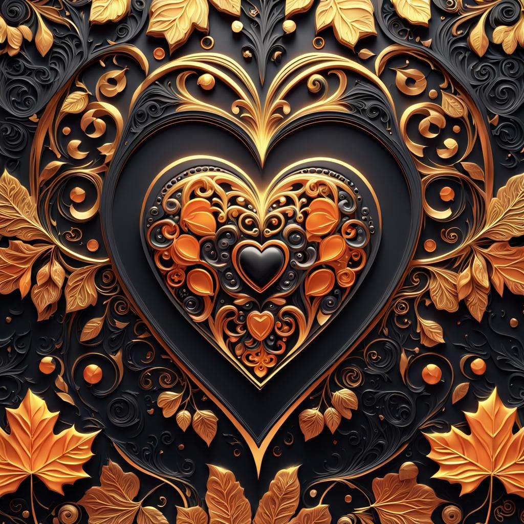Luxurious Baroque Heart in Autumn Colors
