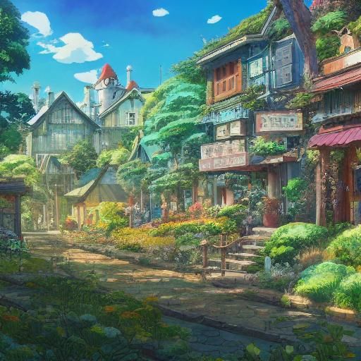 Enchanting Fairy Town: Studio Ghibli Anime Style