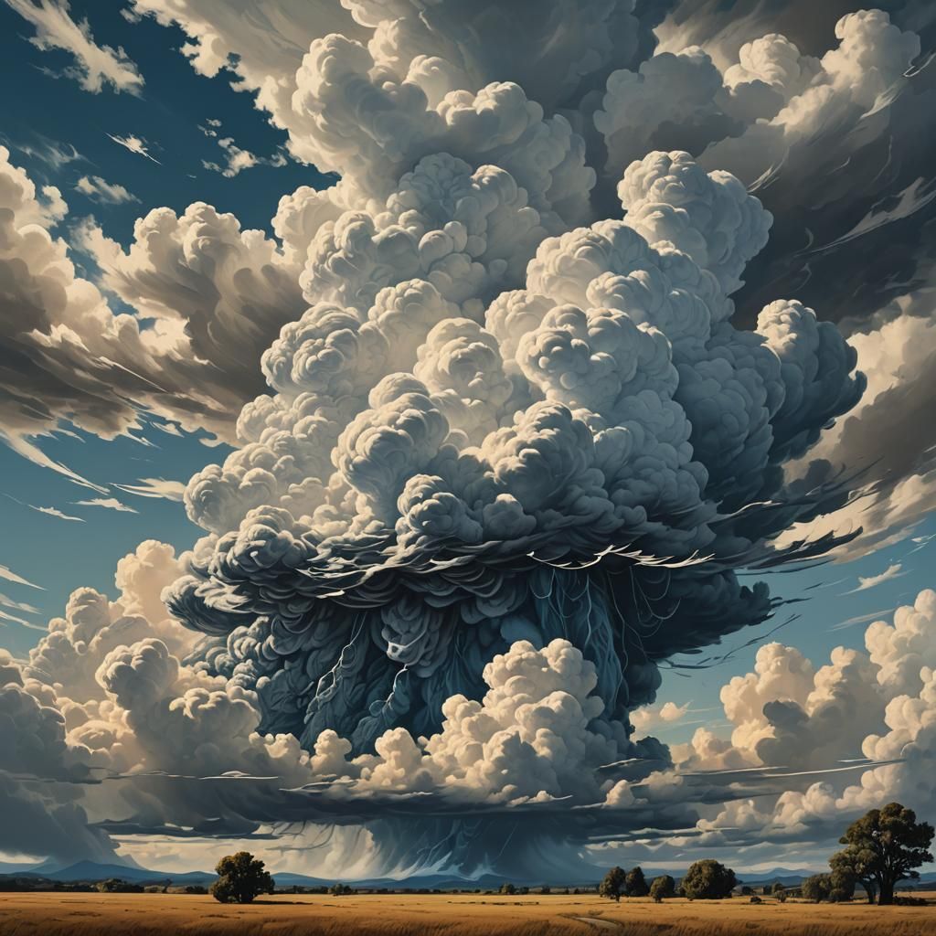 Calligraphic Clouds in Dramatic Landscape