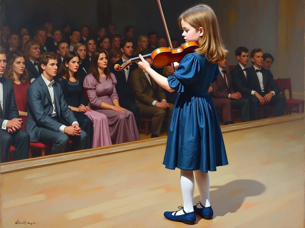 Ethereal Musician in Impressionistic Oil Painting