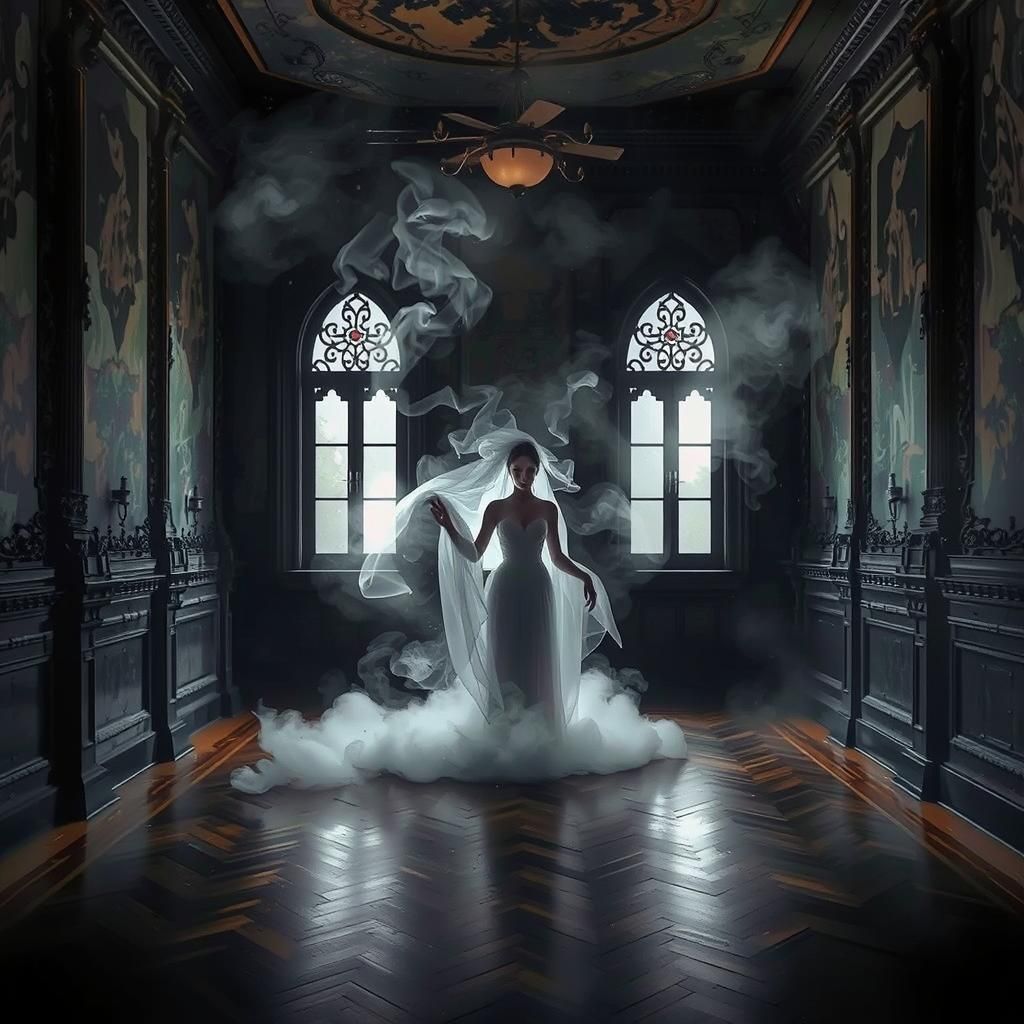 Ethereal Smoky Ghost in Haunted Room