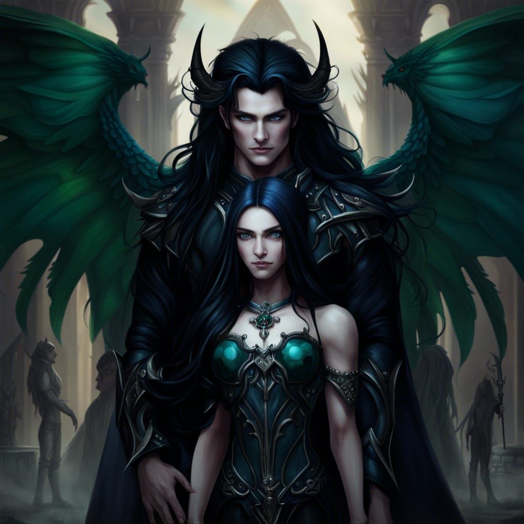 Fantasy Couple Portrait in Detailed Digital Painting