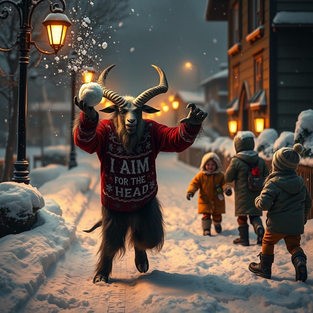 Krampus Wreaks Holiday Havoc in Winter Wonderland