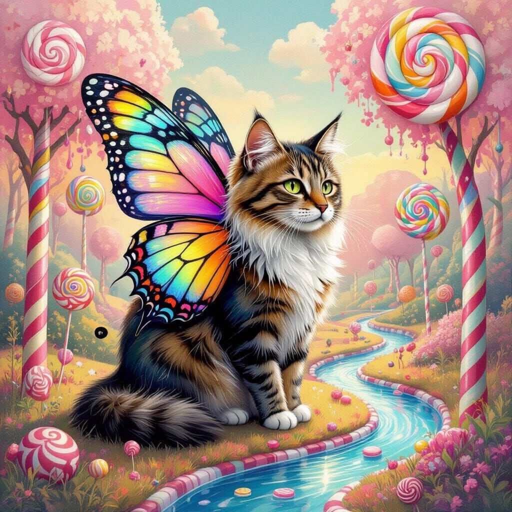Cat Butterfly Hybrid in Candyland Wonderland