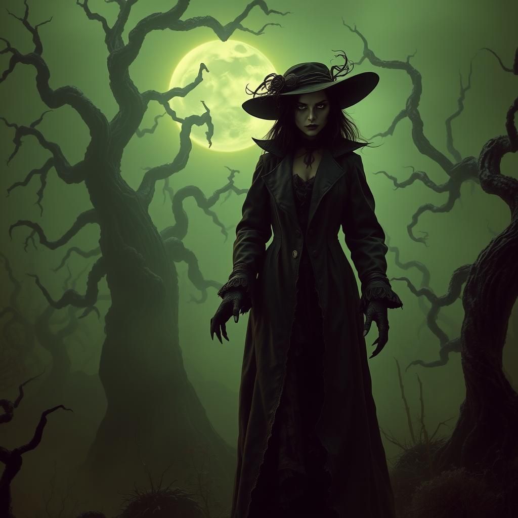 Alien Vampire Hunt in Gothic Forest, Biomechanical Art