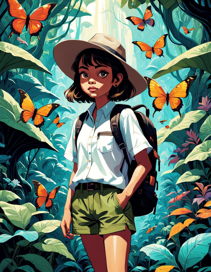Whimsical Jungle Adventure in Vibrant, Dreamlike Style