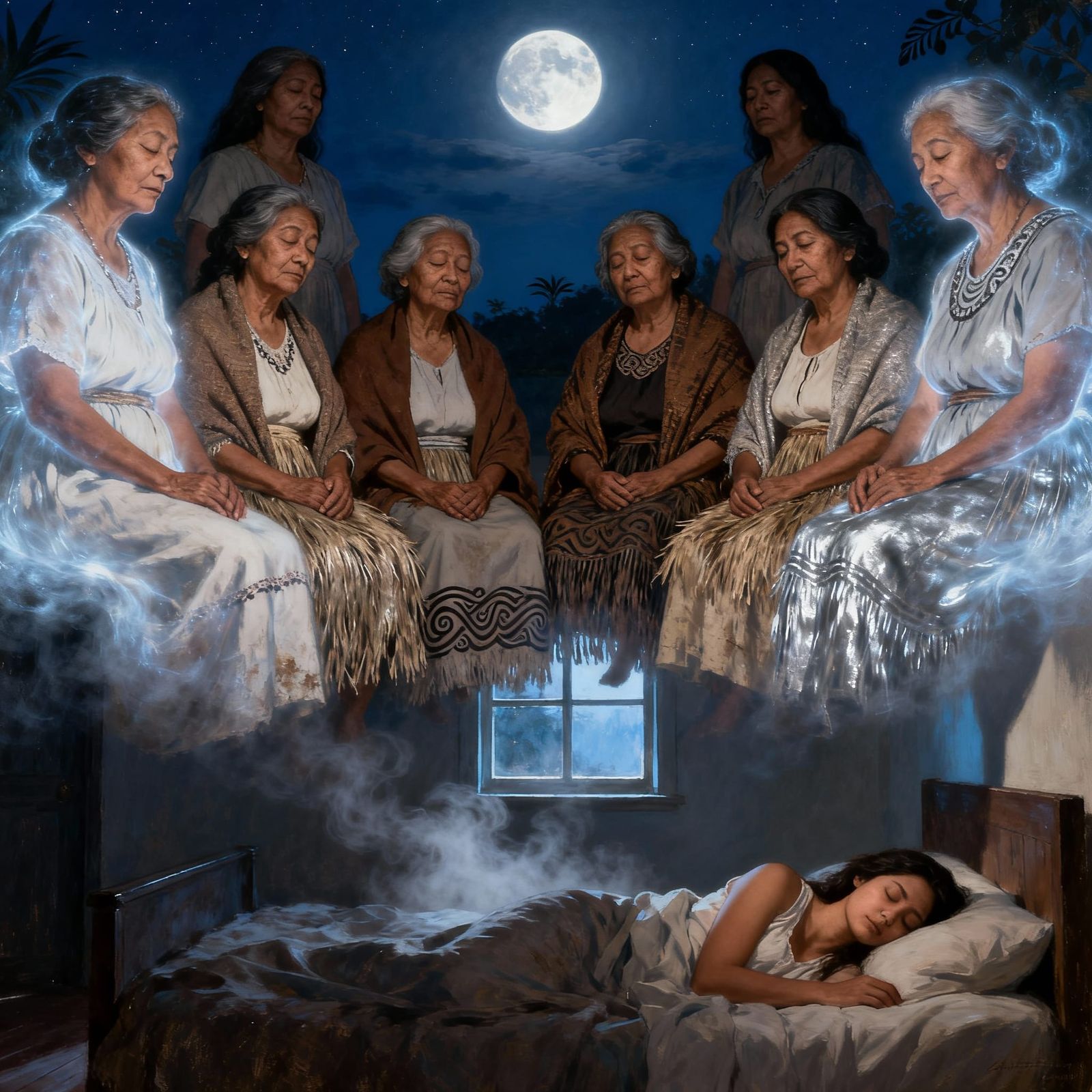 Māori Ancestors Guarding a Sleeping Woman