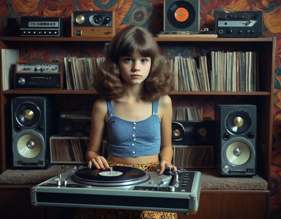Vintage 70s Party: Woman with Turntable
