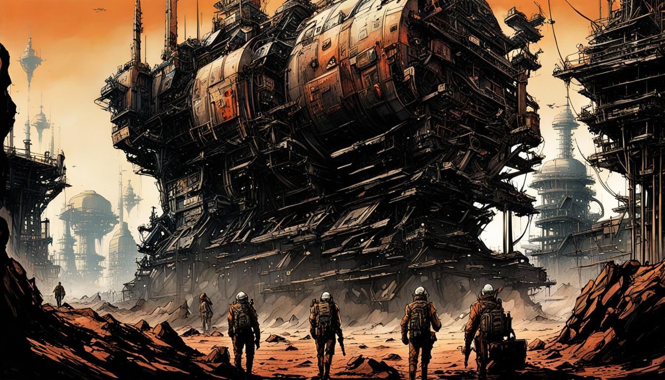 Mars Steampunk War Movie Poster in 80s Sci-Fi Style