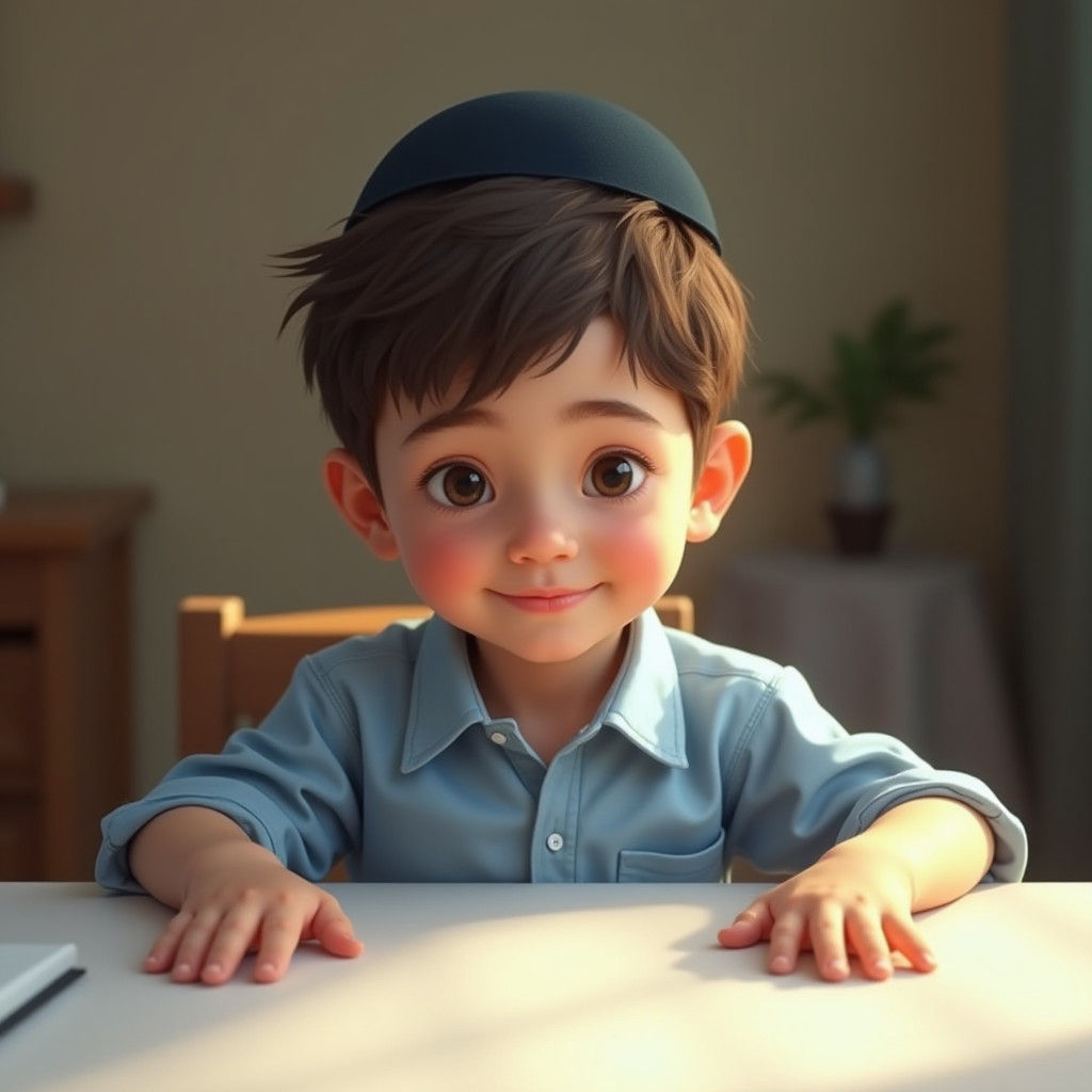 Boy with Gentle Smile in Matte Painting Style