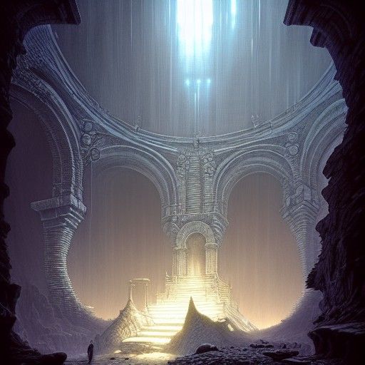 Spectacular Underground City in Dramatic Lighting