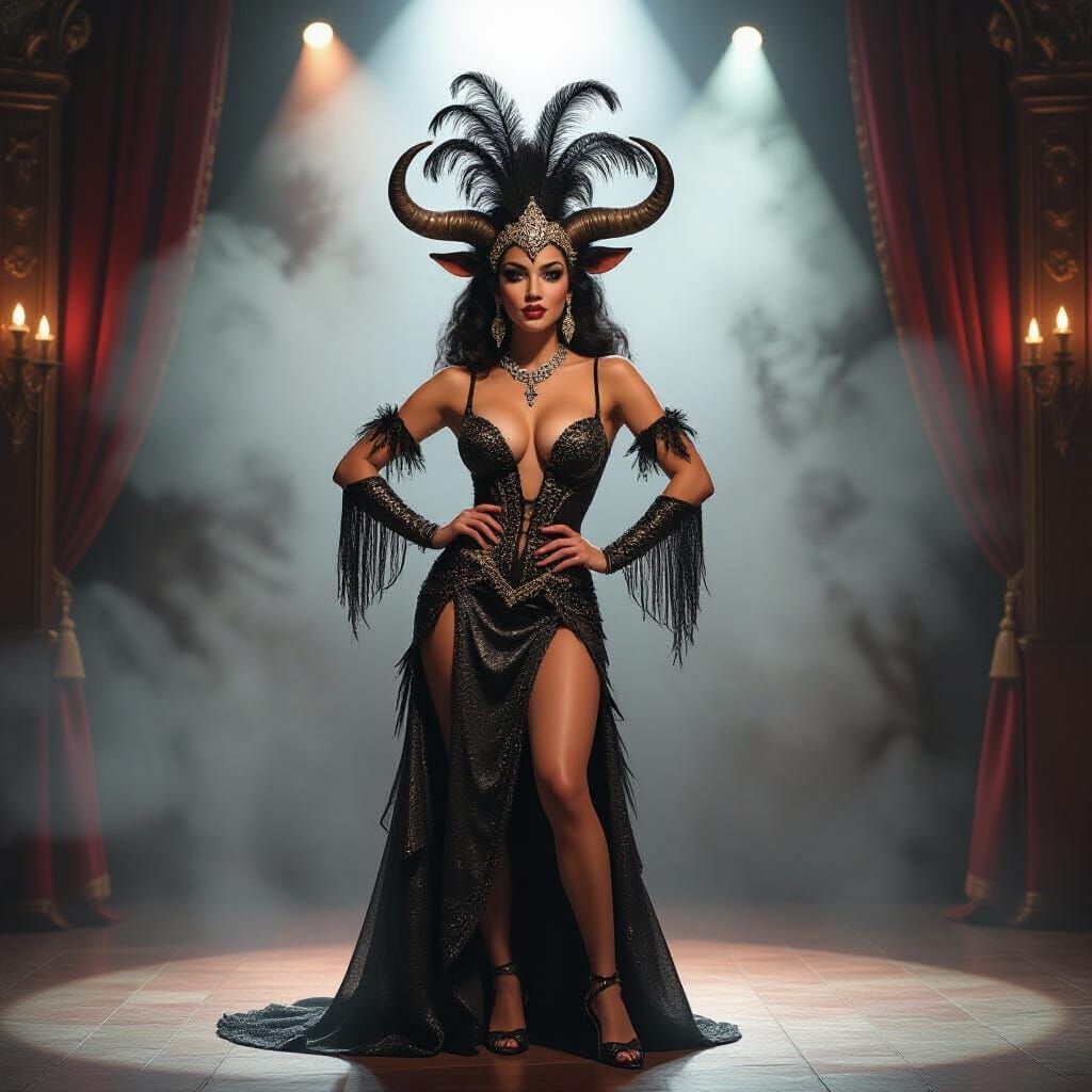 Minotaur Showgirl in Opulent Burlesque Theater