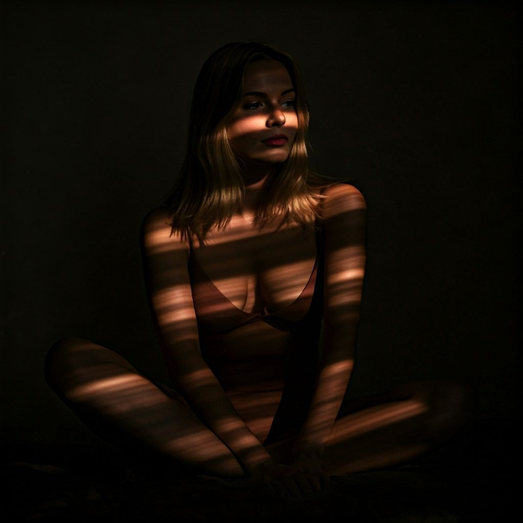 High Contrast Woman in Shadow and Light