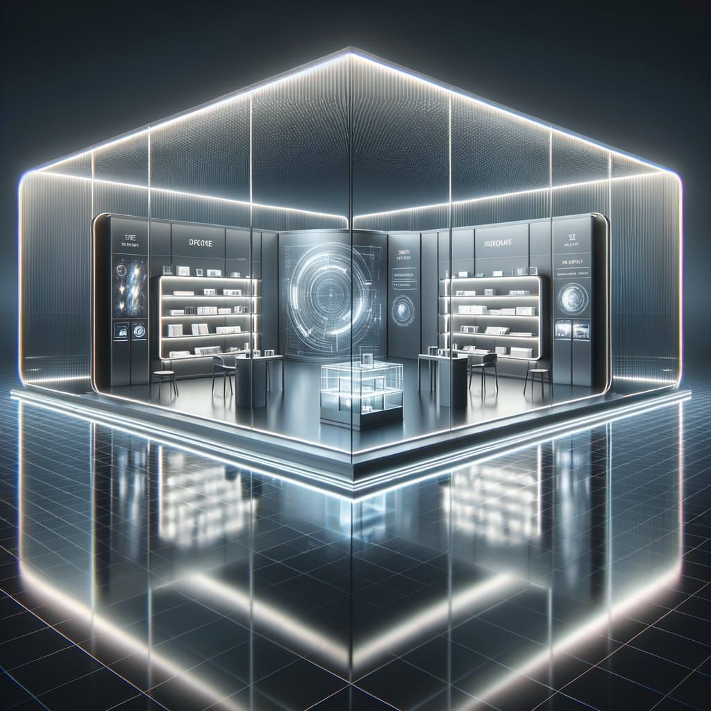 Sleek Futuristic Exhibition Booth Showcases Modern Products ...