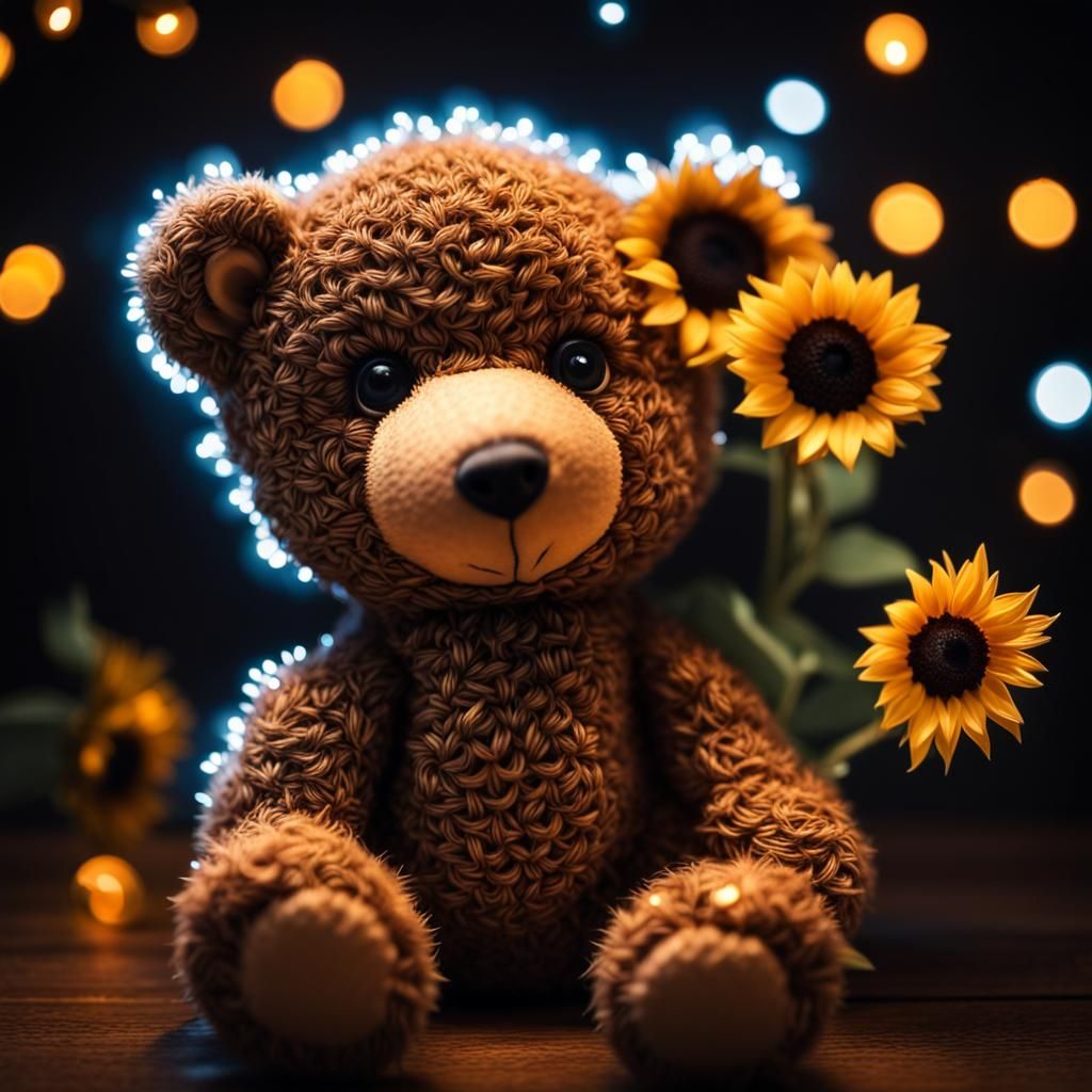 Sunflower Teddy Bear Profile Picture: Hyperrealistic Style
