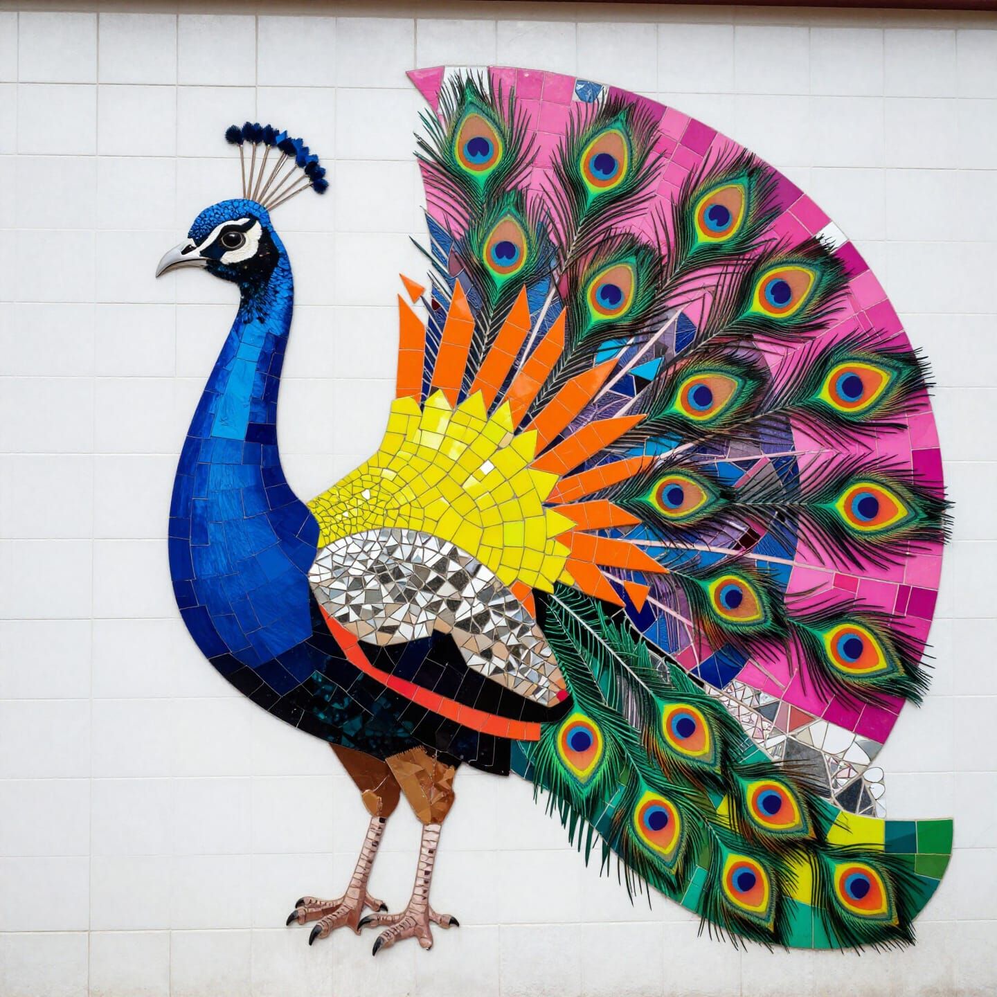 Majestic Peacock in Bold Mosaic Art Style