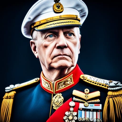 Hyperrealistic Portrait of Military Dictator in Uniform