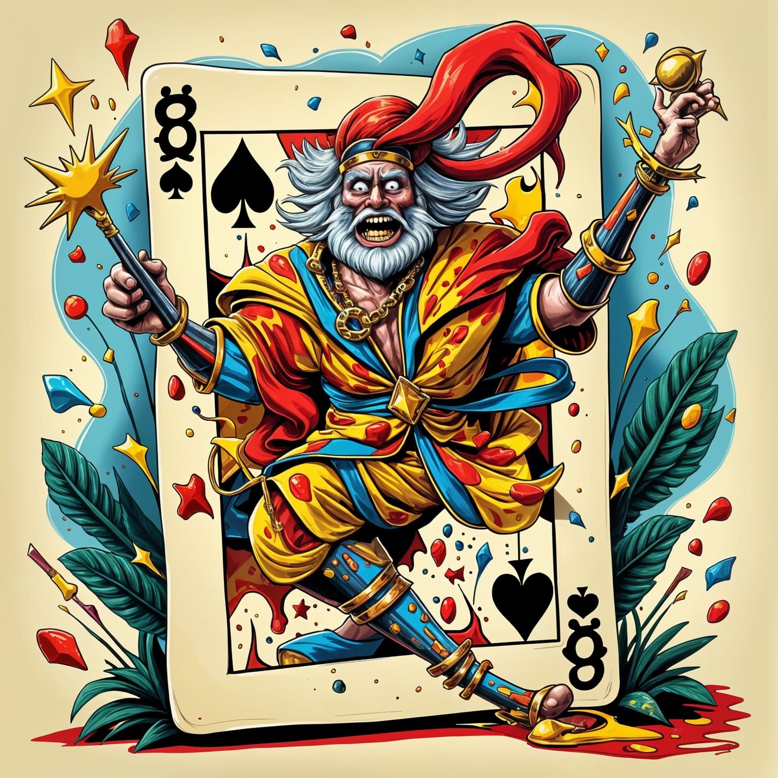 Crazy8 Playing Card in Vibrant Pop Art Style