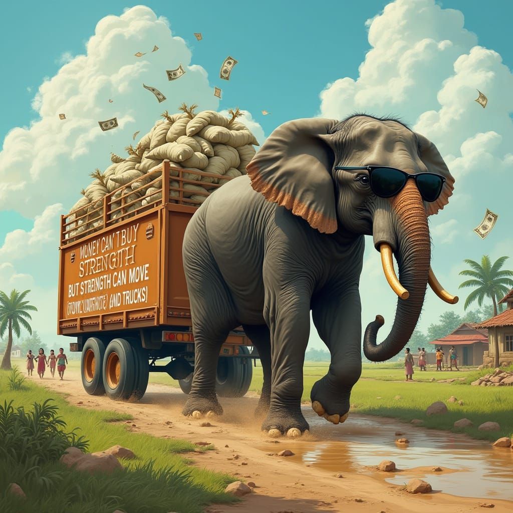 Elephant Strength in Indian Village