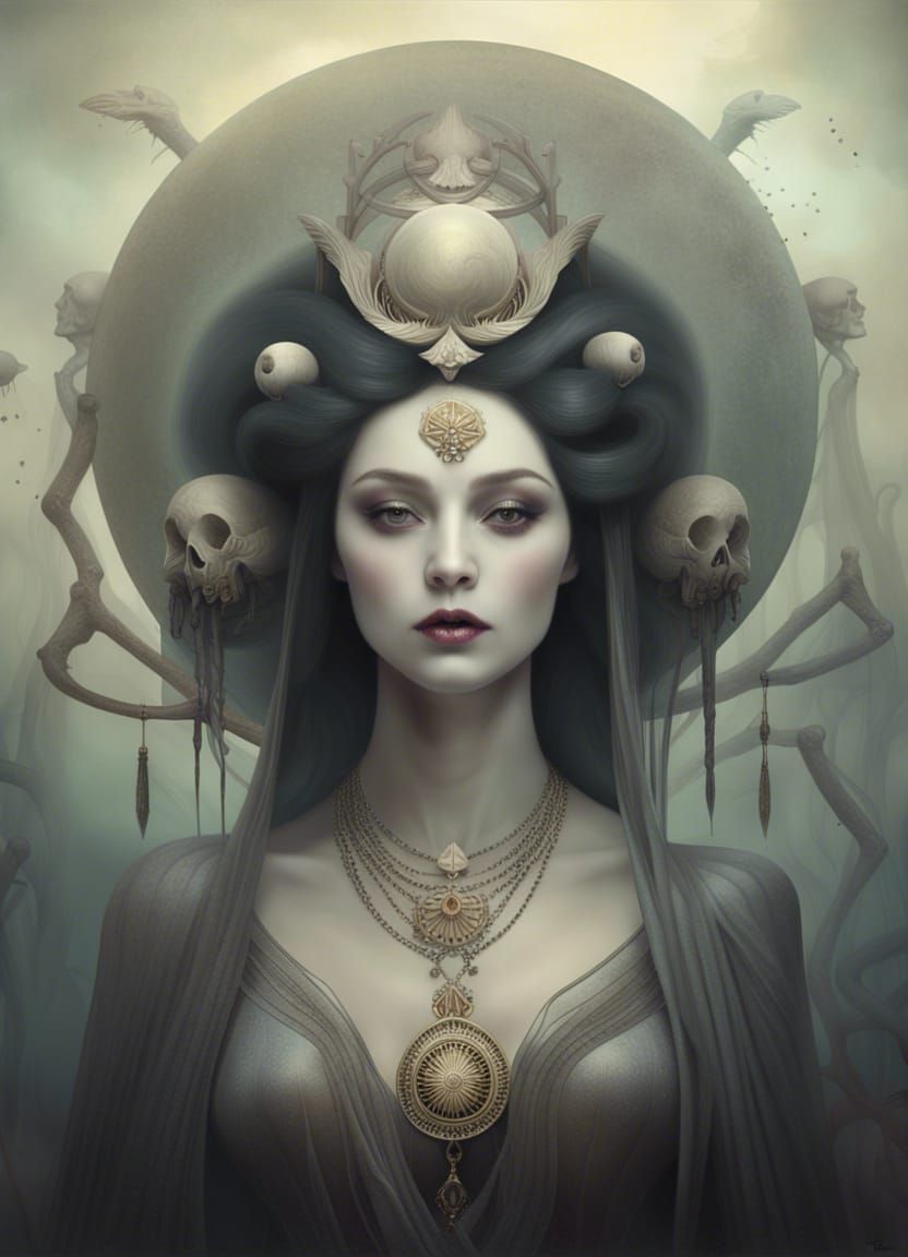 Goddess of the Dead: Surreal Digital Masterpiece