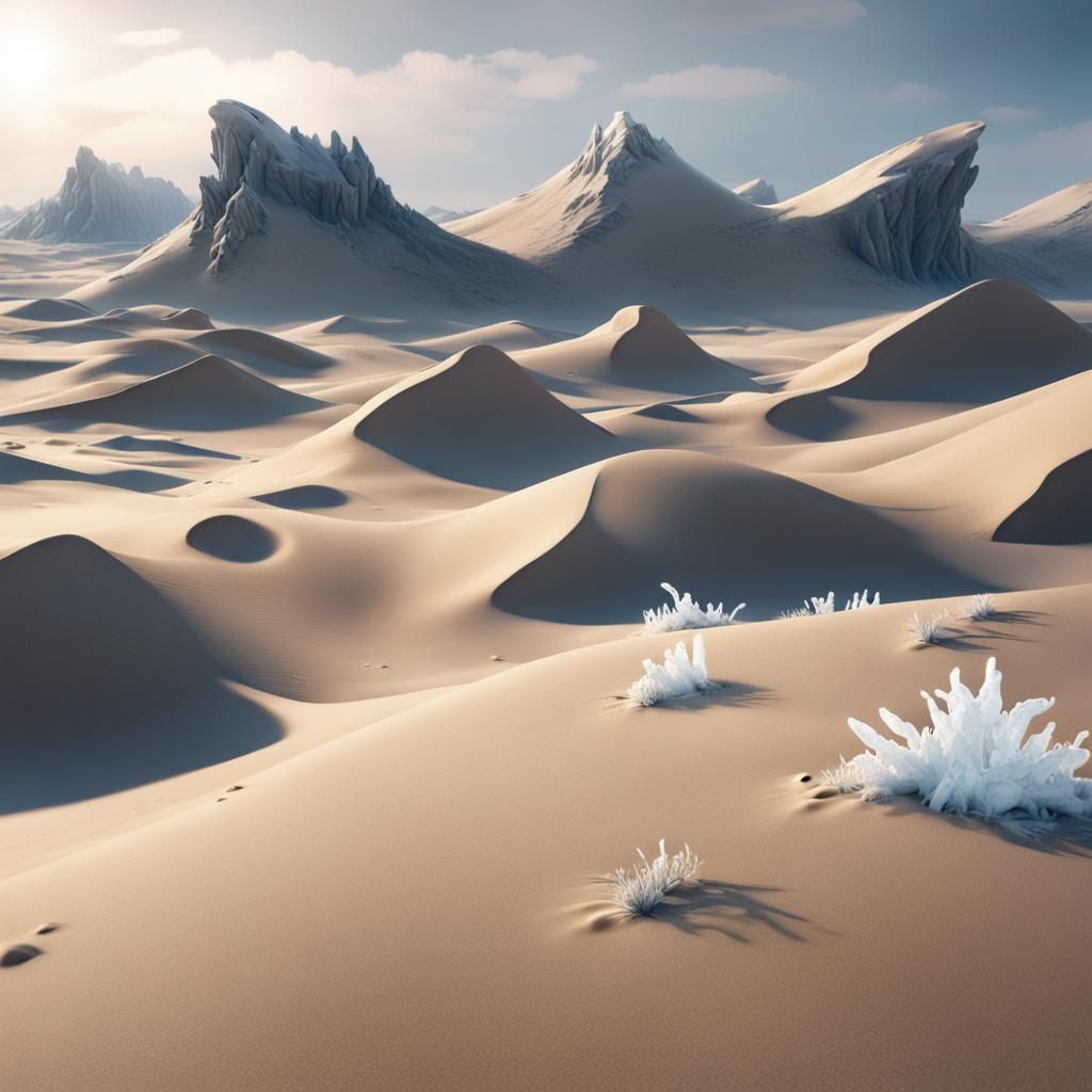 Fantastical Sand Dunes with Ice Caps