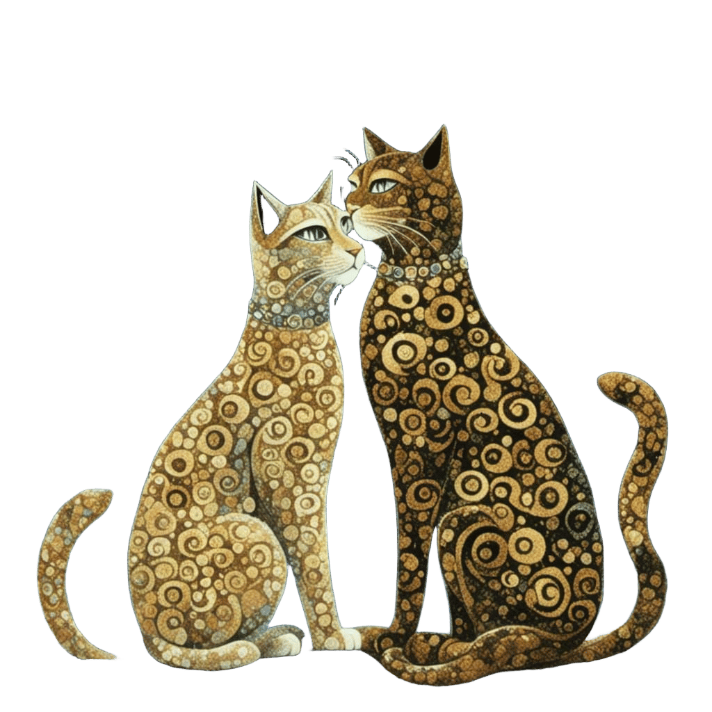 <lora:Feline Folk:1.0> the kiss with male cats,in the style ...