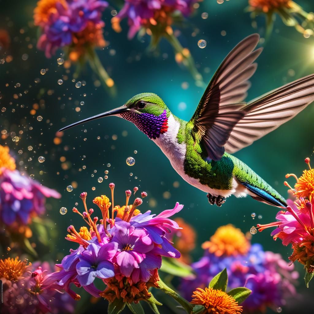 Hummingbird Nectar Photo in Fantasy Style