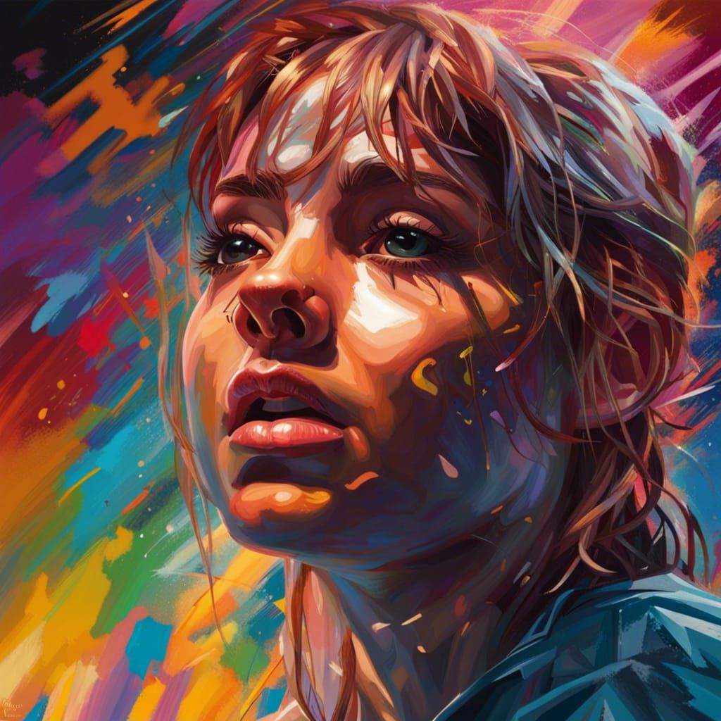 Hyperrealistic Face in Splash Art Style