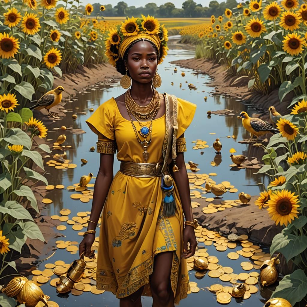 African Queen with Golden Bell, Splash Art