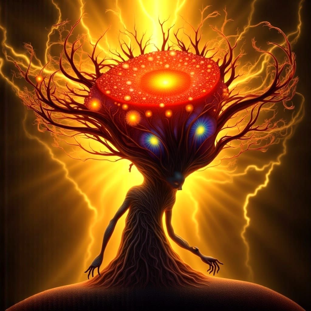 Golden Light Burst: Whimsical Fantasy Creature