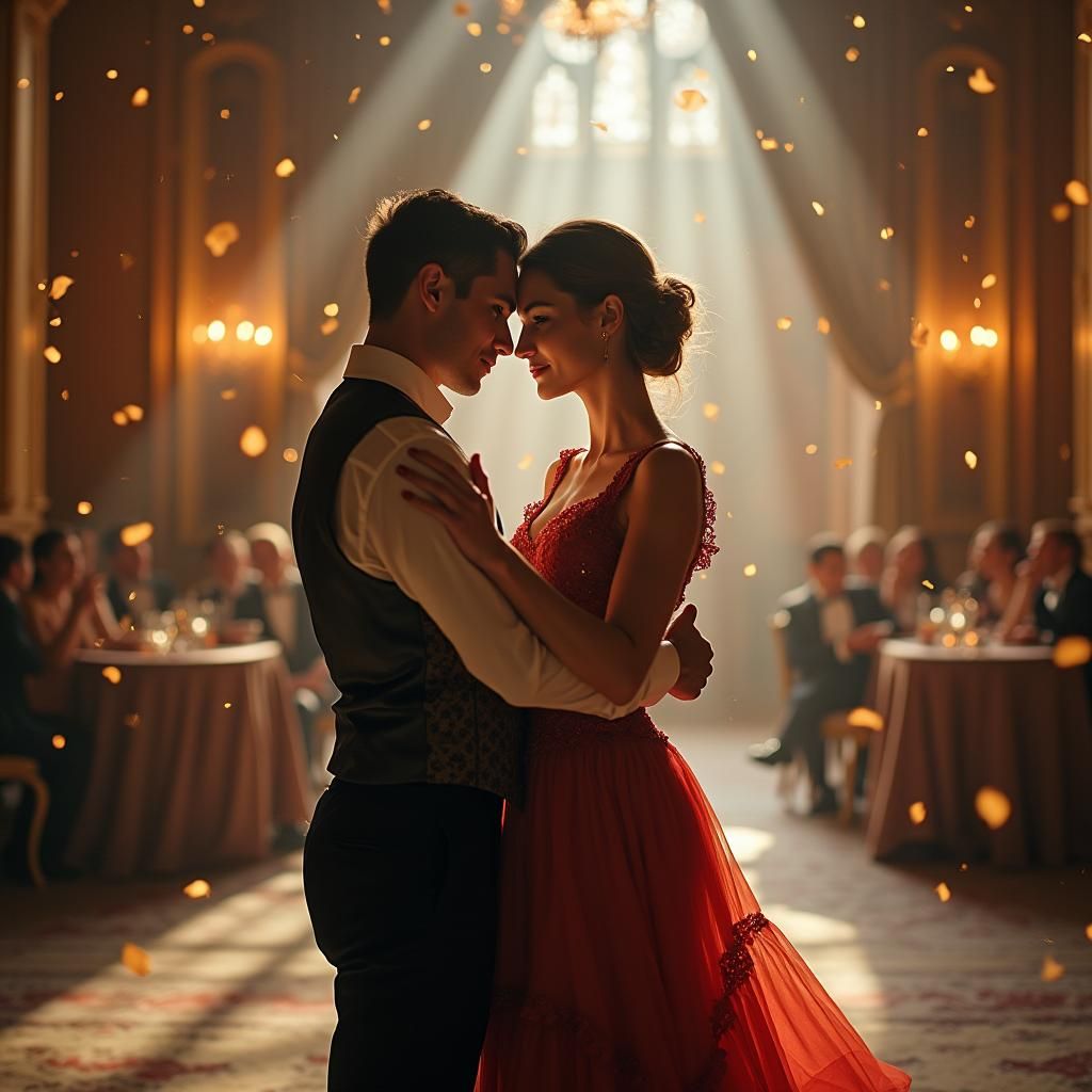 Victorian Couple's Magical Ballroom Dance