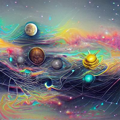 Holographic Solar System in Visionary Art Style