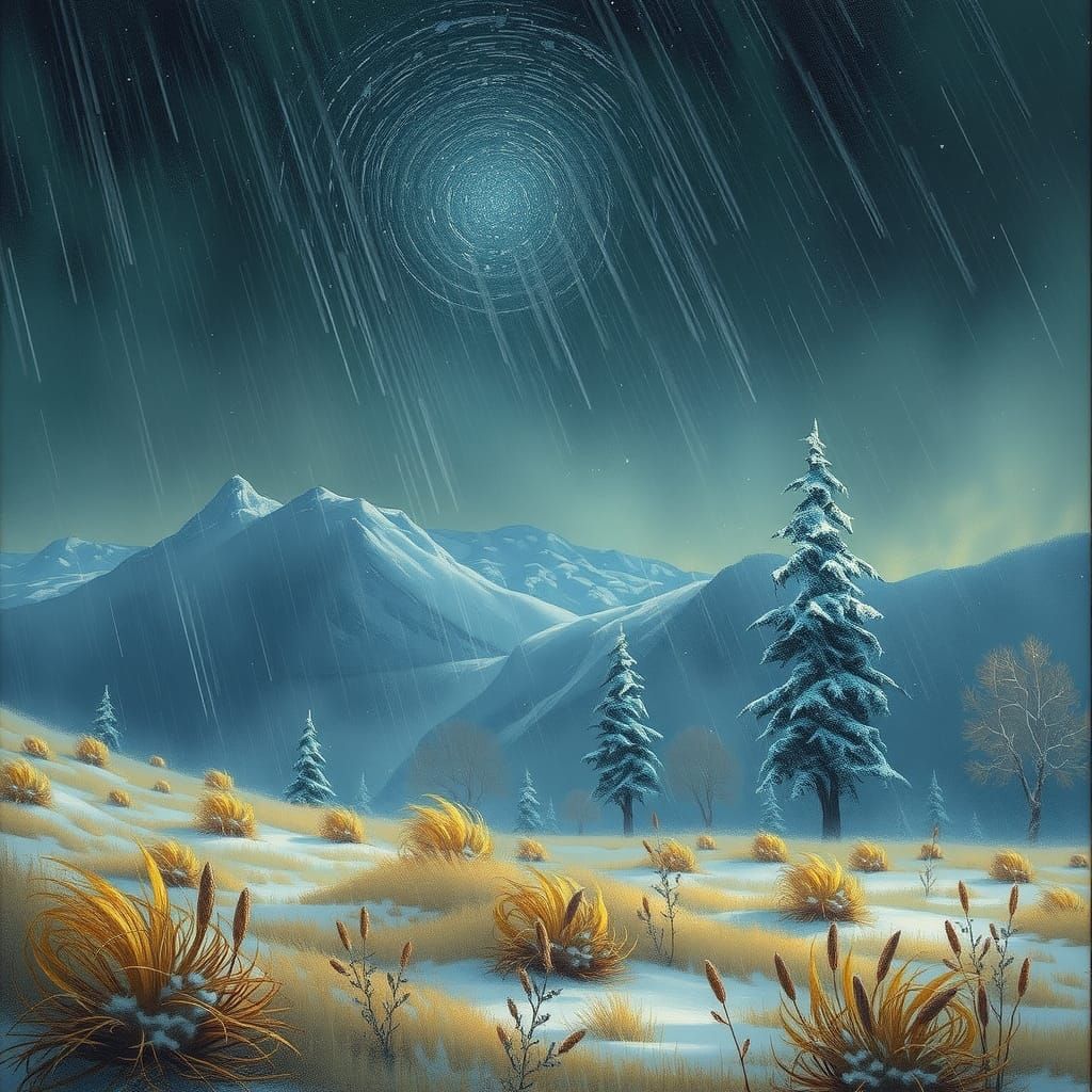Winter Figure in Driving Rain: Detailed Matte Painting