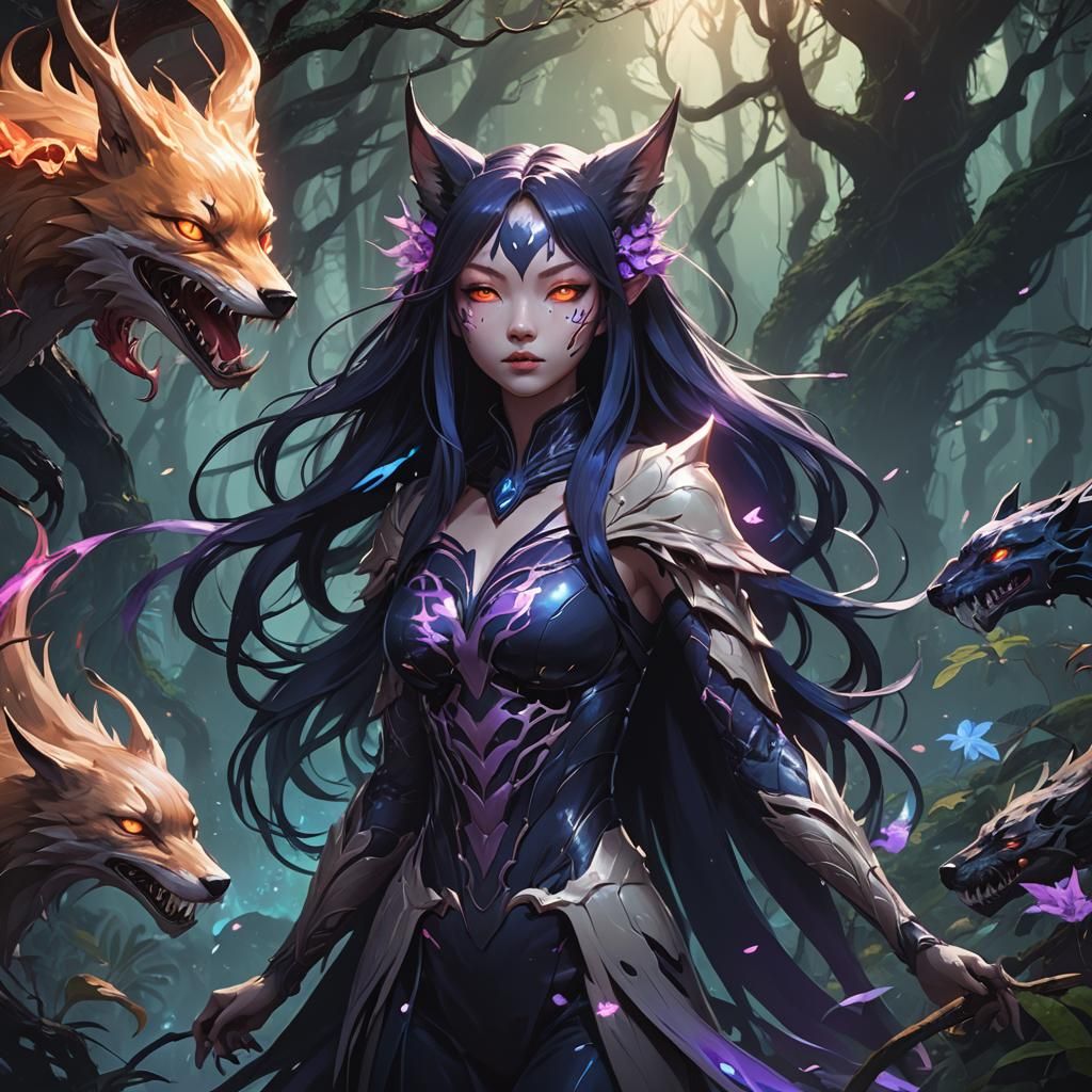 Kitsune Girl Possessed by Venom: Dark Fantasy Anime Art