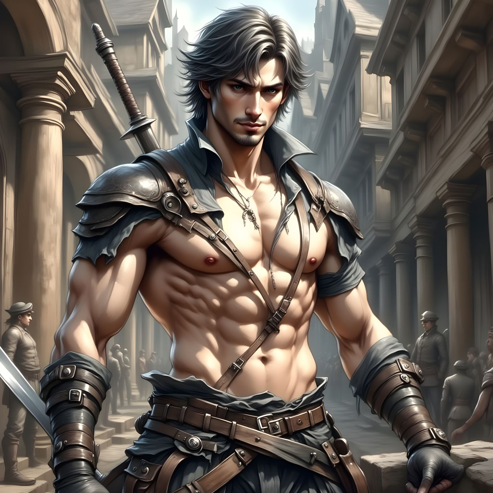 Fantasy Swordsman Concept Art in Dynamic Lighting