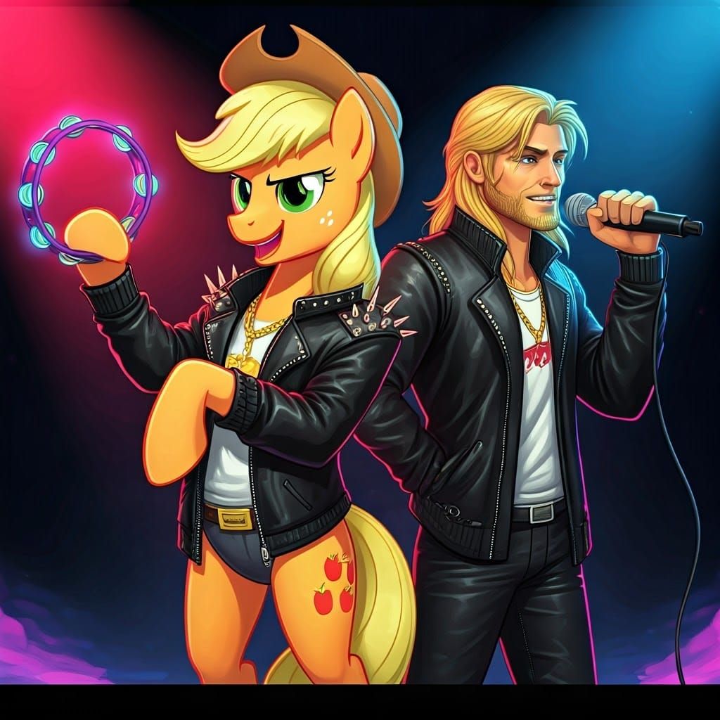 Applejack and Thor: Neon Rap Duo Concert