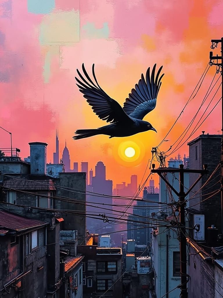 Urban Starling in Muted Pastel Hues