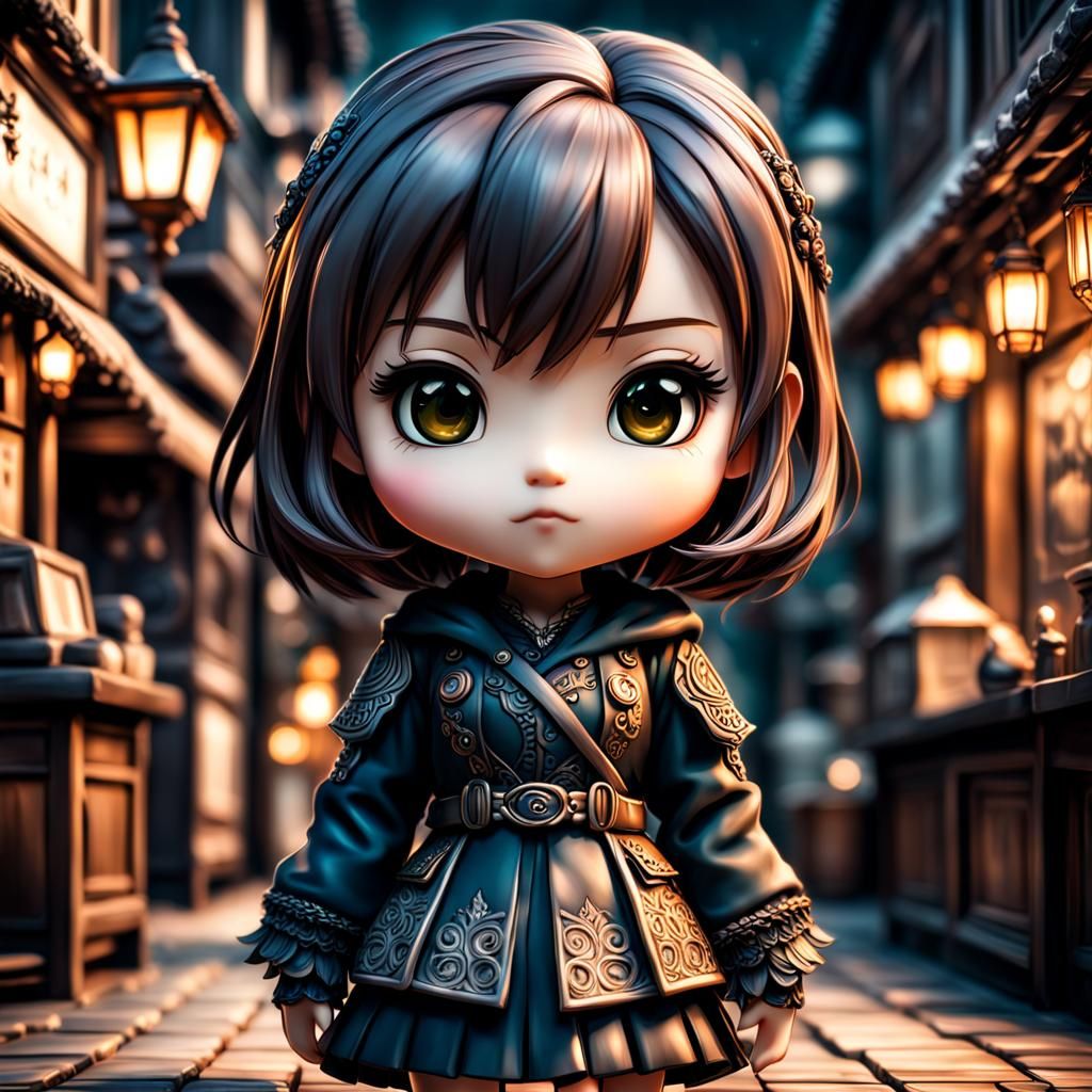 Hyperrealistic Chibi Girl in Cinematic Lighting