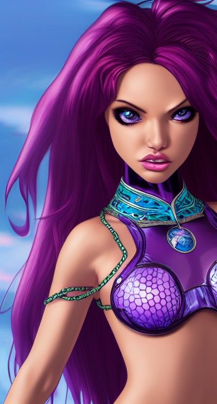 Hyper-Detailed Starfire in Mesh Bikini: 8K Pinup