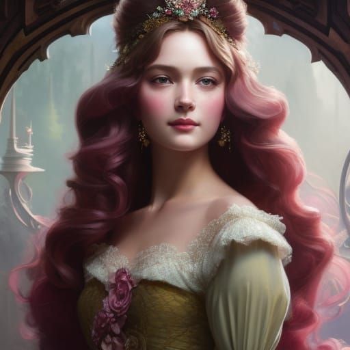 Princess Briar Rose Portrait in Hyperdetailed Art Style