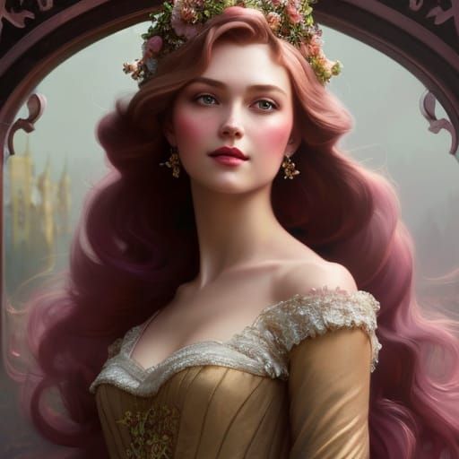 Princess Briar Rose Portrait in Hyperdetailed Concept Art