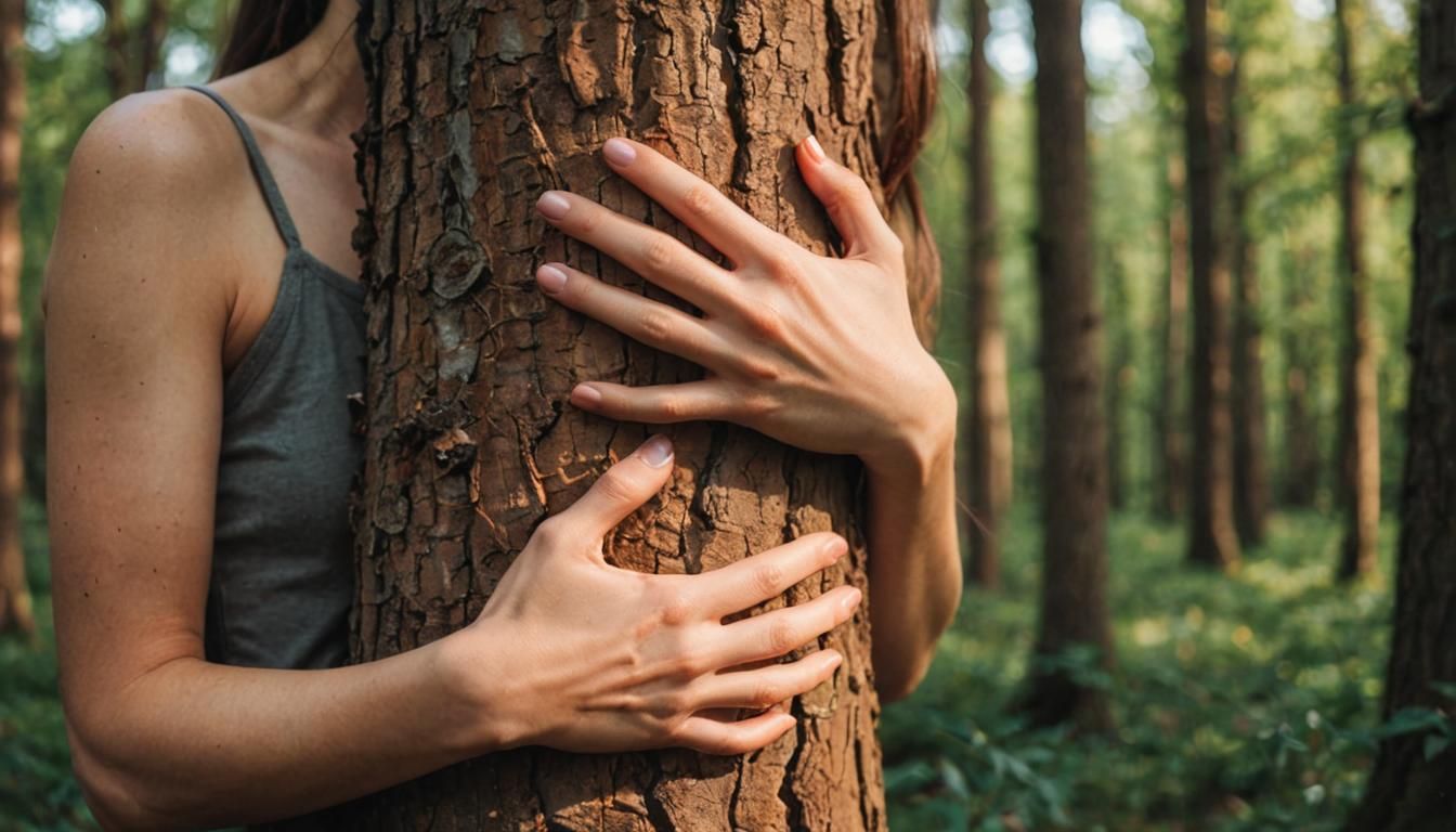 Woman Embracing Nature's Giant