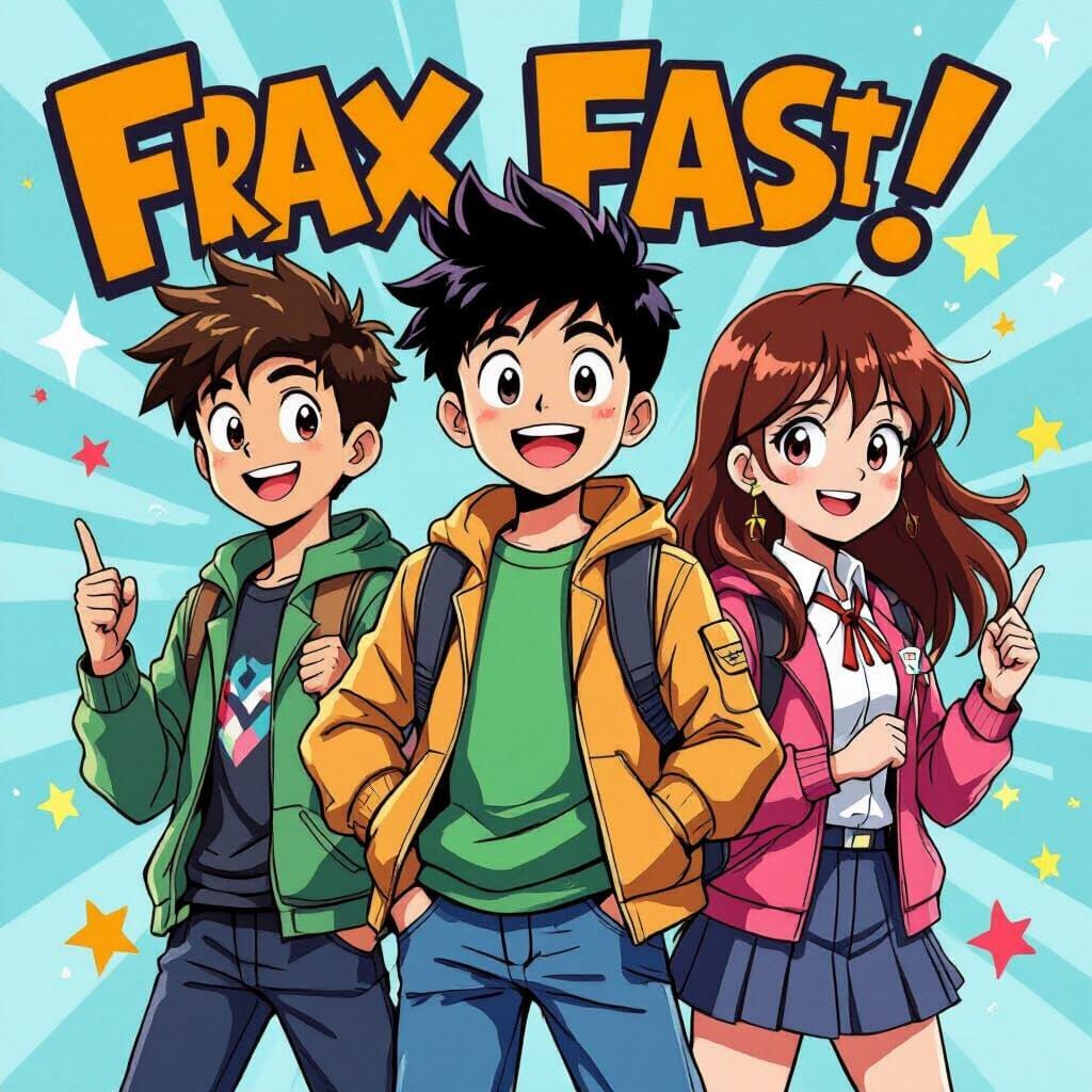 Three Schoolmates in Anime Style Ready for Action