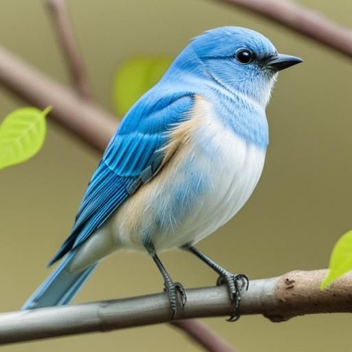 Bluebird on Branch in Watercolor Style