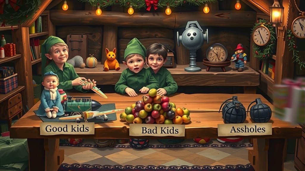 Christmas Elves Prepare Gifts for Good, Bad, and Difficult K...