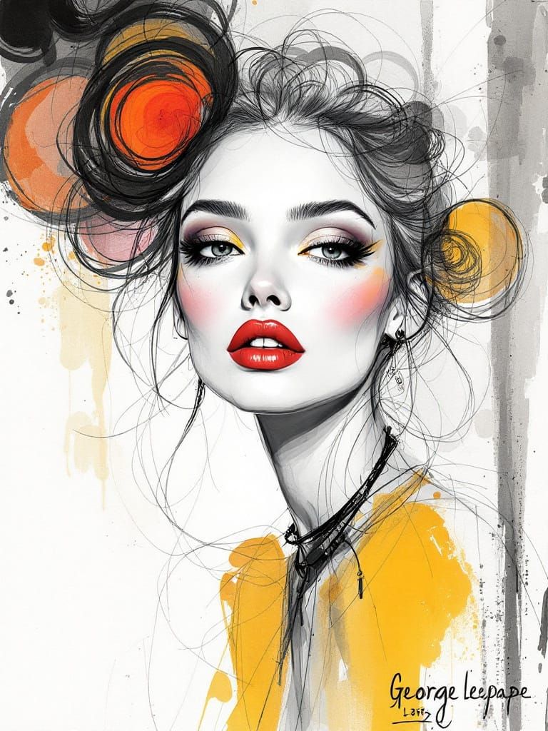 Art Deco Fashion Illustration Portrait